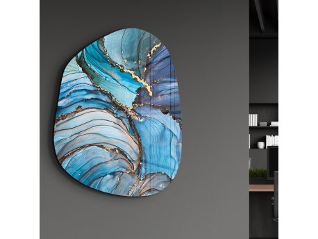 WALLXPERT Dekorativna slika od kaljenog stakla Blue Marble 65 x 50