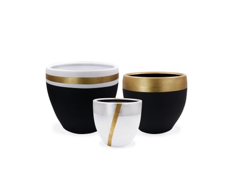 WALLXPERT Decorative Pot Ibiza 3 Black Gold White
