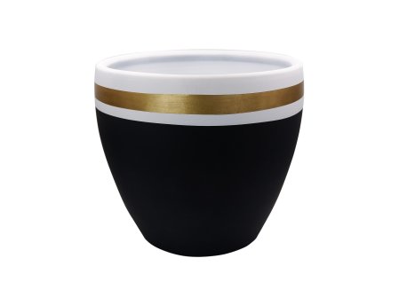 WALLXPERT Decorative Pot Ibiza 37 Black Gold White