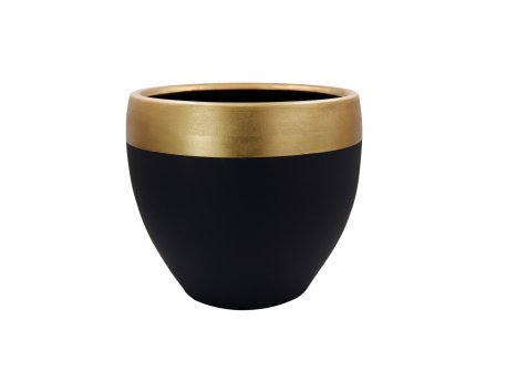 WALLXPERT Decorative Pot Ibiza 30 Black Gold