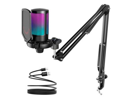 FIFINE A6T USB Gaming RGB mikrofon sa stalkom za montažu, crni