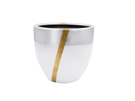 WALLXPERT Decorative Pot Ibiza 23 White Gold