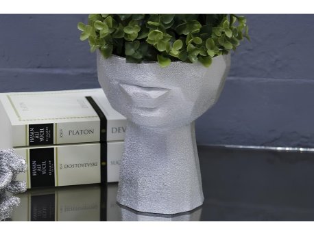 WALLXPERT Decorative Pot keramička saksija srebrna CY0462