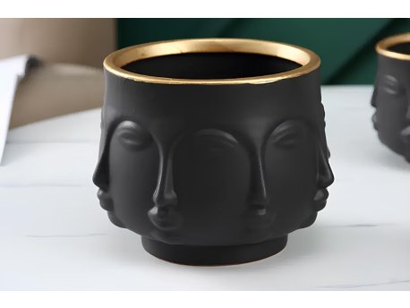 WALLXPERT Decorative Pot crna keramička saksija CY0391