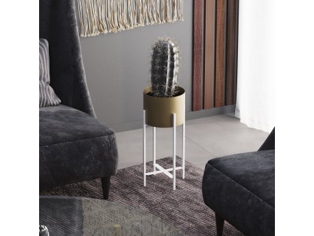 WALLXPERT Decorative Pot zlatno bela saksija GED 026 C