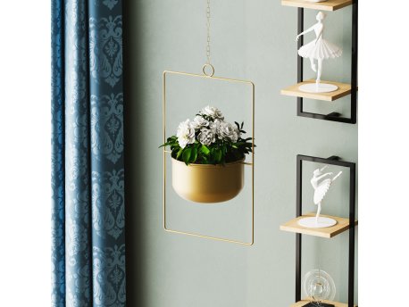 WALLXPERT Decorative Pot metalna zlatna saksija Parapet Gold