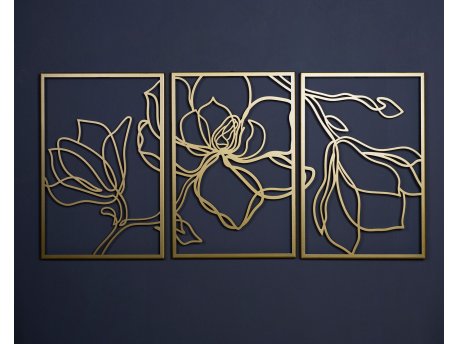 WALLXPERT Set ukrasnih metalnih dodataka (3 komada) Floral Line Art APT529