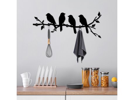 WALLXPERT Metalna zidna kuka crna boja Sitting Birds