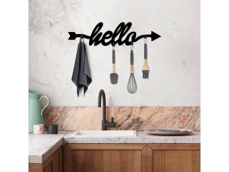 WALLXPERT Metalna zidna kuka crna boja Hello
