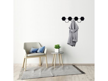 WALLXPERT Crna Metalna zidna kuka Hexagon