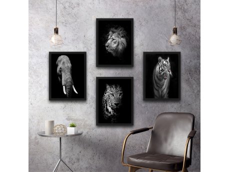 WALLXPERT Dekorativna slika u okviru (4 komada) Animals Set