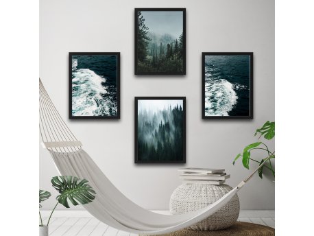 WALLXPERT Dekorativna slika u okviru (4 komada) Green World Set