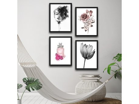 WALLXPERT Dekorativna slika u okviru (4 komada) Parfume Set