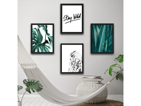 WALLXPERT Dekorativna slika u okviru (4 komada) Stay Wild Set 4