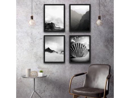 WALLXPERT Dekorativna slika u okviru (4 komada) Wave Set