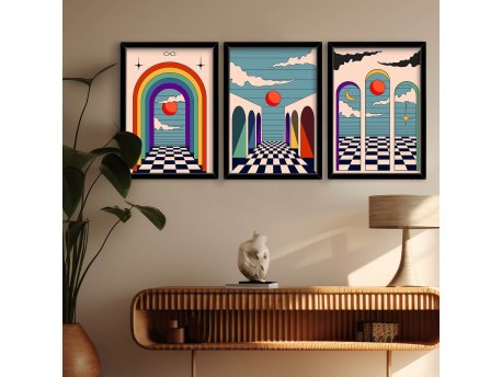 WALLXPERT Dekorativna uramljena MDF slika (3 komada) 012