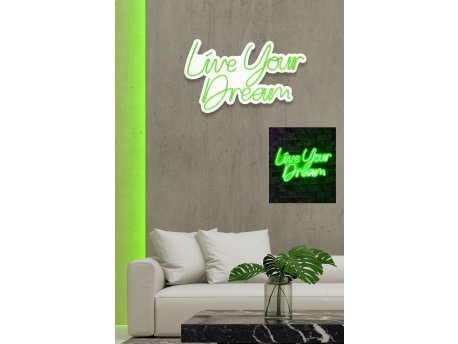 WALLXPERT Dekorativna plastična LED rasveta Live Your Dream Green
