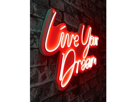 WALLXPERT Dekorativna plastična LED rasveta Live Your Dream Red