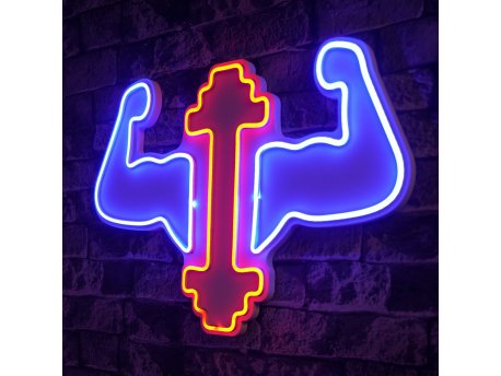 WALLXPERT Dekorativna plastična LED rasveta Gym Dumbbells Work Out Red Blue
