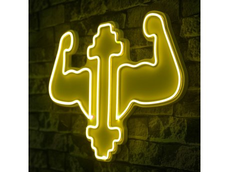 WALLXPERT Dekorativna plastična LED rasveta Gym Dumbbells WorkOut Yellow