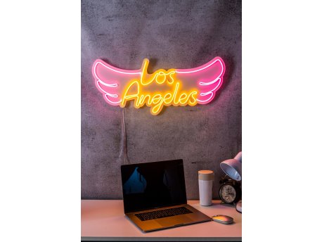 WALLXPERT Dekorativna plastična LED rasveta Los Angeles Pink Yellow