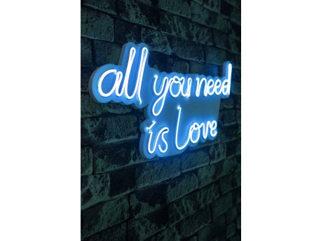 WALLXPERT Dekorativna plastična LED rasveta All You Need is Love Blue