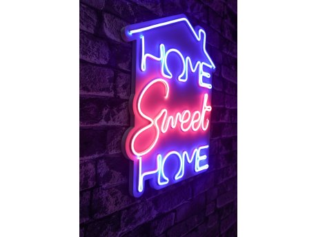 WALLXPERT Dekorativna plastična LED rasveta Home Sweet Home Blue Pink