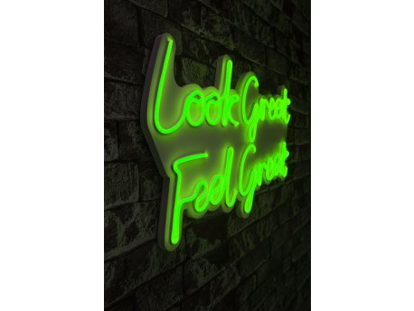 WALLXPERT Dekorativna plastična LED rasveta Look Great Feel Great Green