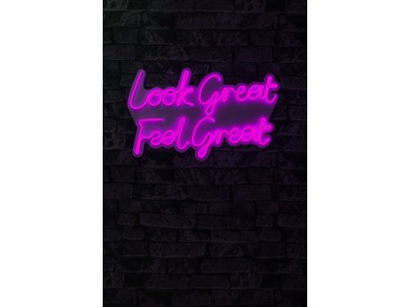 WALLXPERT Dekorativna plastična LED rasveta Look Great Feel Great Pink