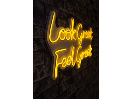 WALLXPERT Dekorativna plastična LED rasveta Look Great Feel Great Yellow
