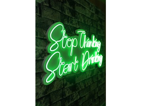 WALLXPERT Dekorativna plastična LED rasveta Stop Thinking Start Drinking Green