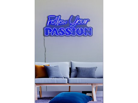 WALLXPERT Dekorativna plastična LED rasveta Follow Your Passion Blue