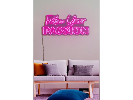 WALLXPERT Dekorativna plastična LED rasveta Follow Your Passion Pink