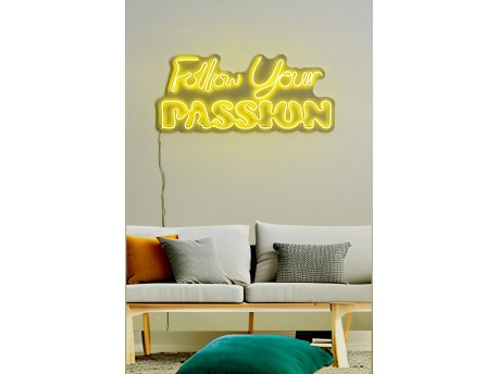 WALLXPERT Dekorativna plastična LED rasveta Follow Your Passion Yellow
