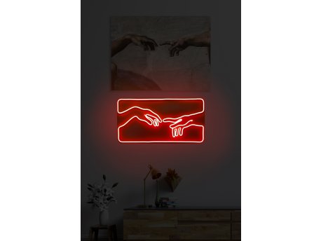 WALLXPERT Dekorativna plastična LED rasveta Creation of Adam Red