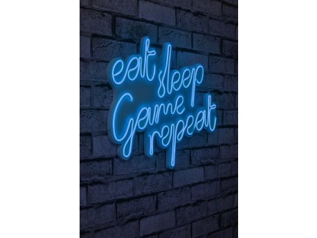 WALLXPERT Dekorativna plastična LED rasveta eat sleep game repeat Blue