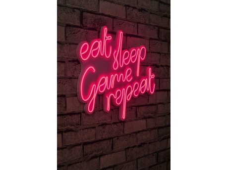 WALLXPERT Dekorativna plastična LED rasveta eat sleep game repeat pink