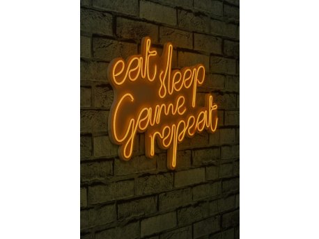 WALLXPERT Dekorativna plastična LED rasveta eat sleep game repeat Yellow