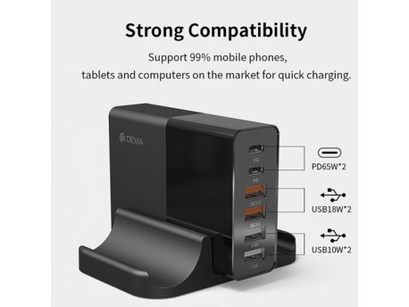 DEVIA Punjač Multi-port Extreme Speed Series (EU,75W), crna