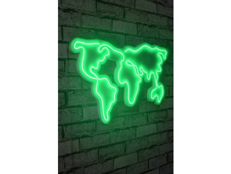 WALLXPERT Dekorativna plastična LED rasveta World Map Green
