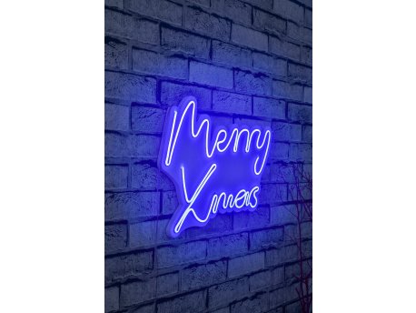 WALLXPERT Dekorativna plastična LED rasveta Merry Christmas Blue