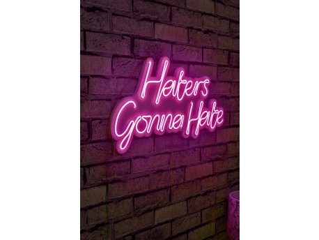 WALLXPERT Dekorativna plastična LED rasveta Haters Gonna Hate Pink