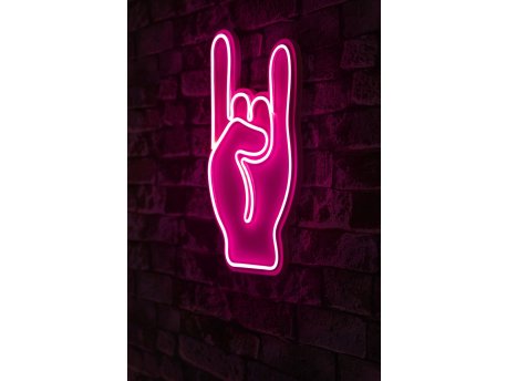 WALLXPERT Dekorativna plastična LED rasveta Rock N Roll Sign Pink