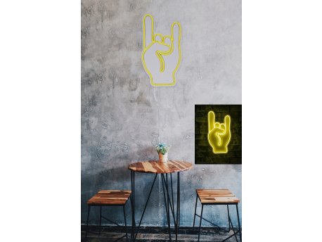 WALLXPERT Dekorativna plastična LED rasveta Rock N Roll Sign Yellow