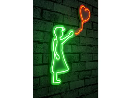 WALLXPERT Dekorativna plastična LED rasveta Balloon Girl Green