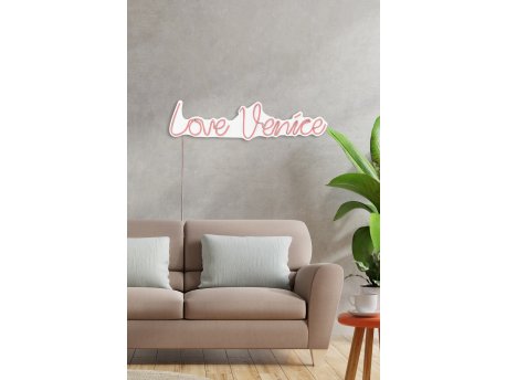 WALLXPERT Dekorativna plastična LED rasveta Love Venice Pink