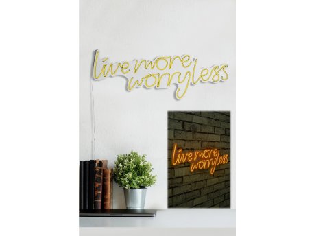WALLXPERT Dekorativna plastična LED rasveta Live More Worry Less Yellow