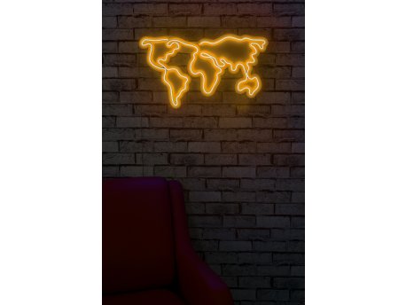 WALLXPERT Dekorativna plastična LED rasveta World Map Yellow US