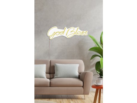 WALLXPERT Dekorativna plastična LED rasveta God Bless Yellow