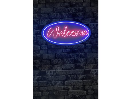 WALLXPERT Dekorativna plastična LED rasveta Welcome Blue Pink